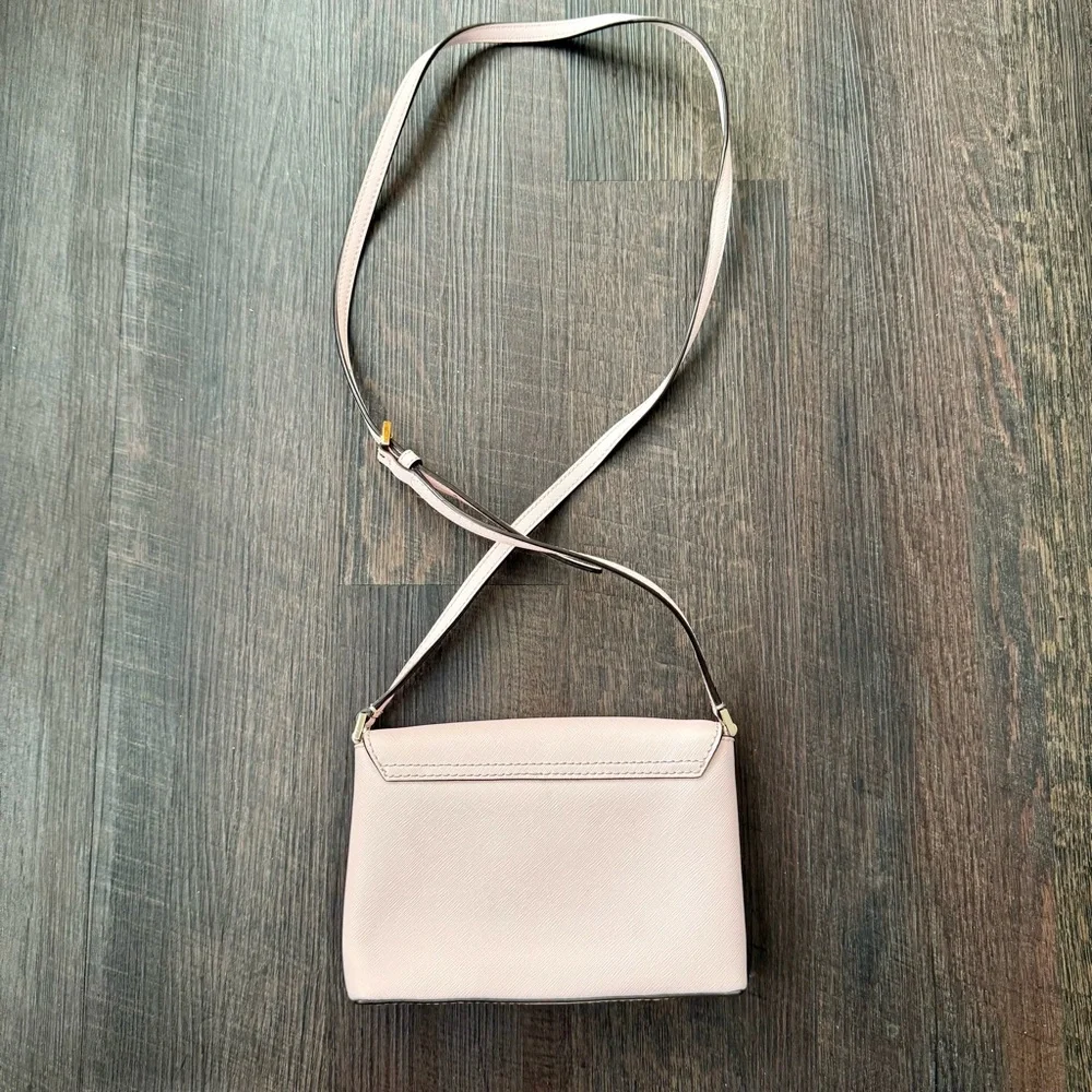 Chic Blush Crossbody Bag with Gold Accent